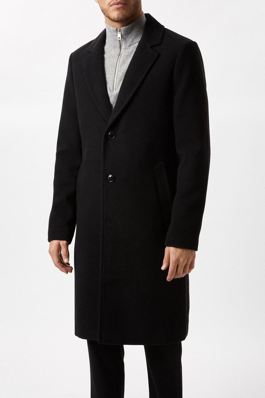 Black 3 Button Overcoat image number 1