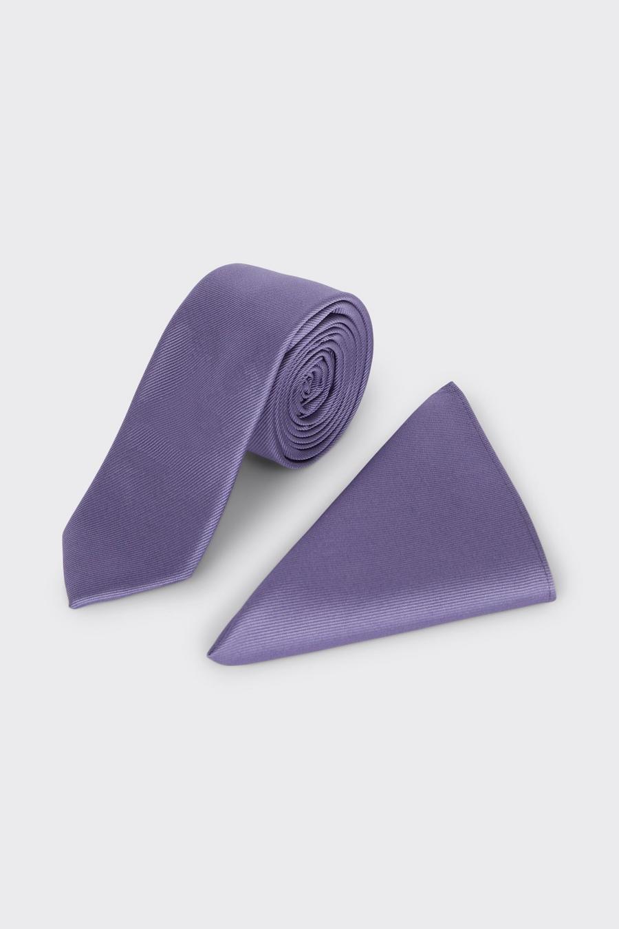 Purple Tie And Pocket Square Set