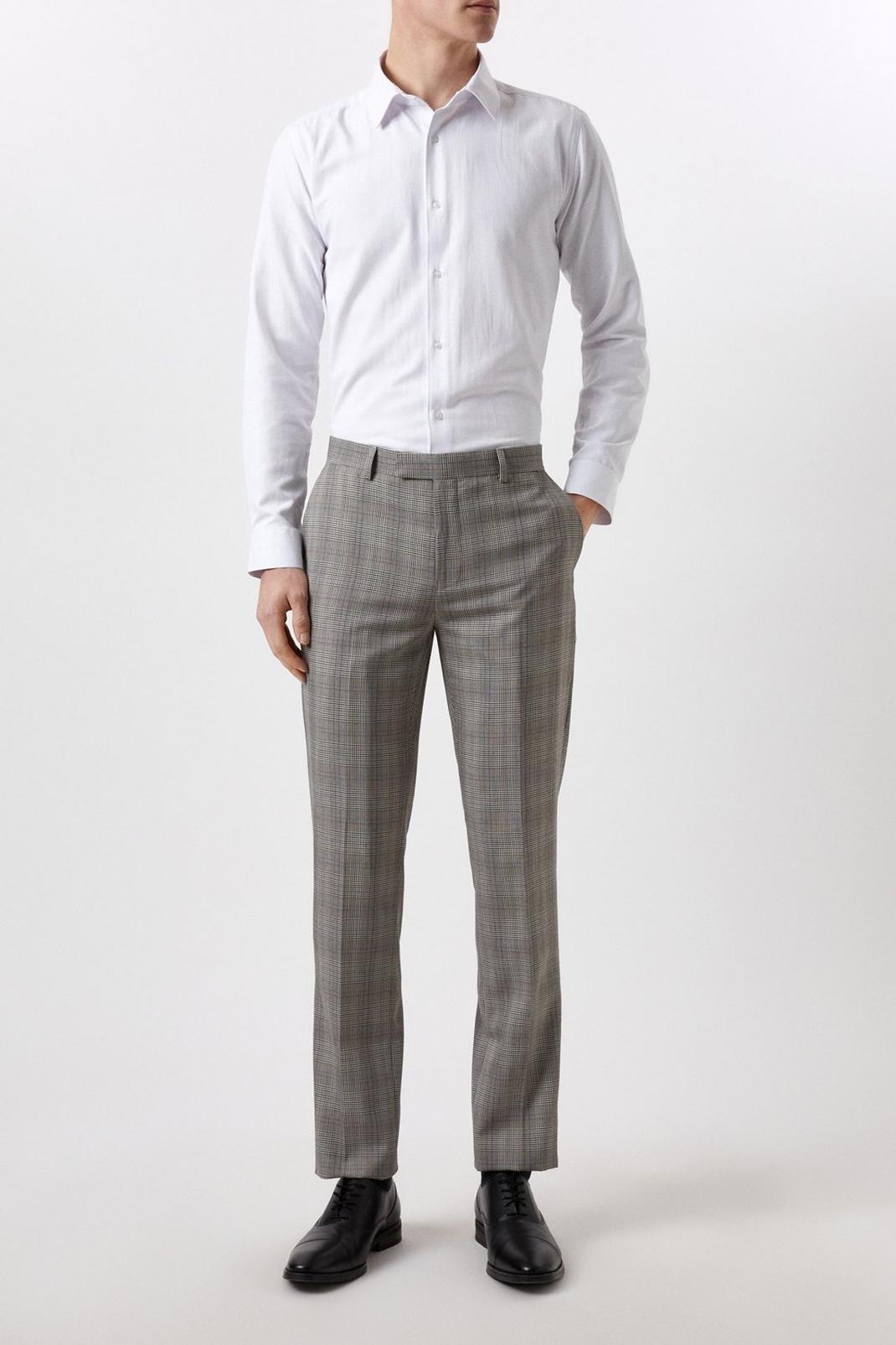 Slim Fit Neutral Check Suit Trousers image number 1