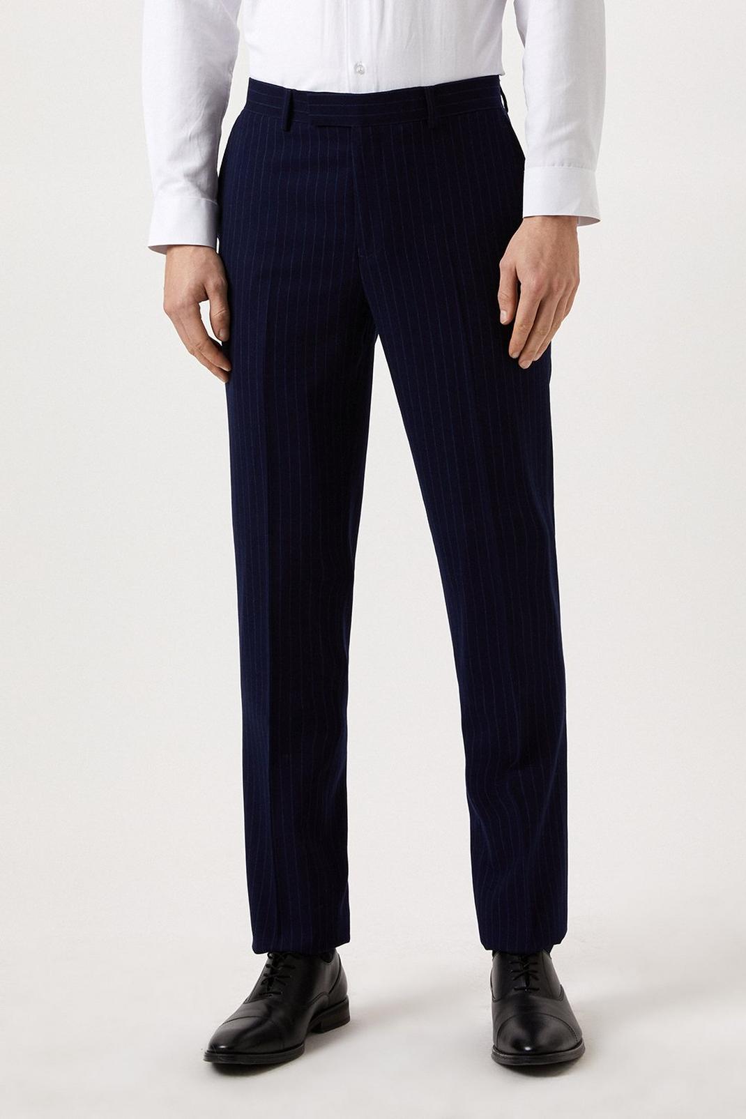 Slim Fit Navy Pinstripe Suit Trouser image number 1