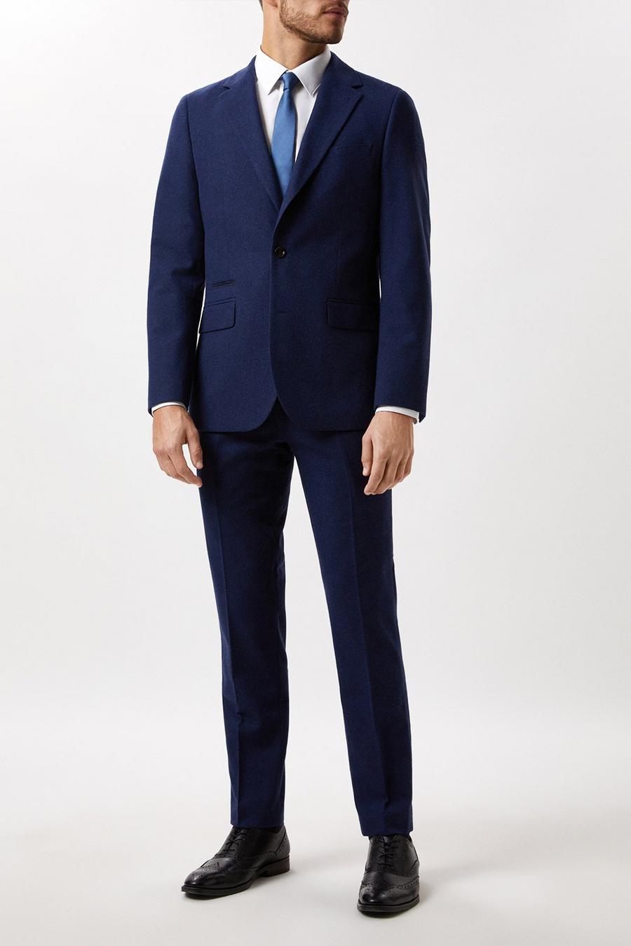 Slim Fit Navy Tweed Three - Piece Suit