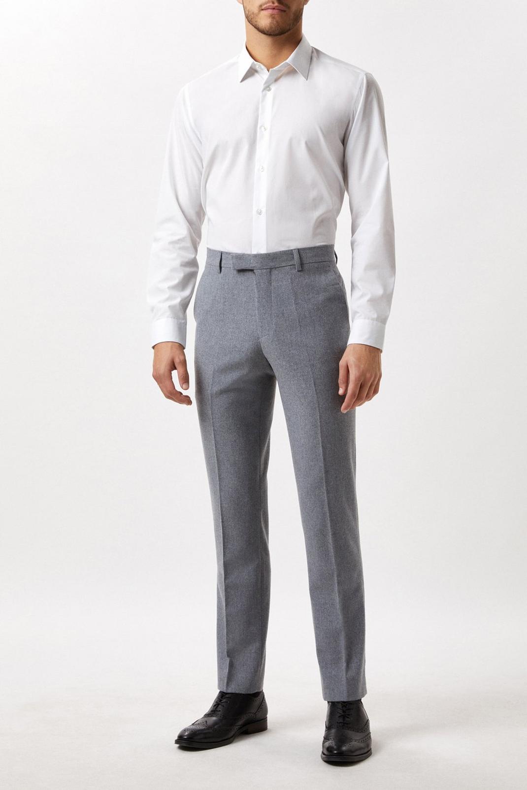 Slim Fit Grey Tweed Suit Trousers image number 1