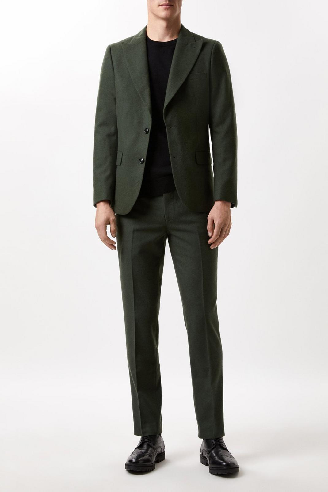 Slim Fit Green Tweed Suit Jacket image number 1