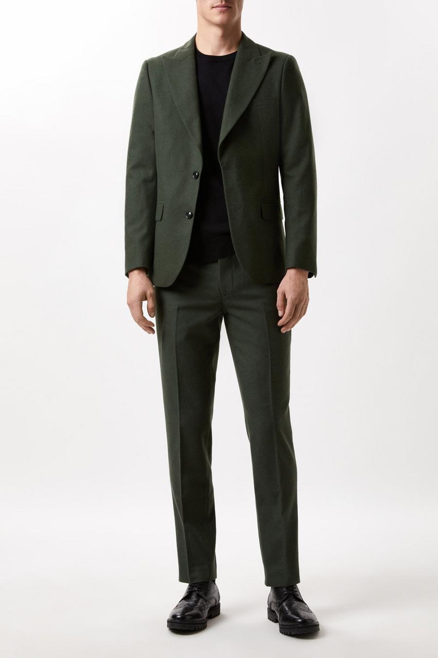 Slim Fit Green Tweed Three-Piece Suit