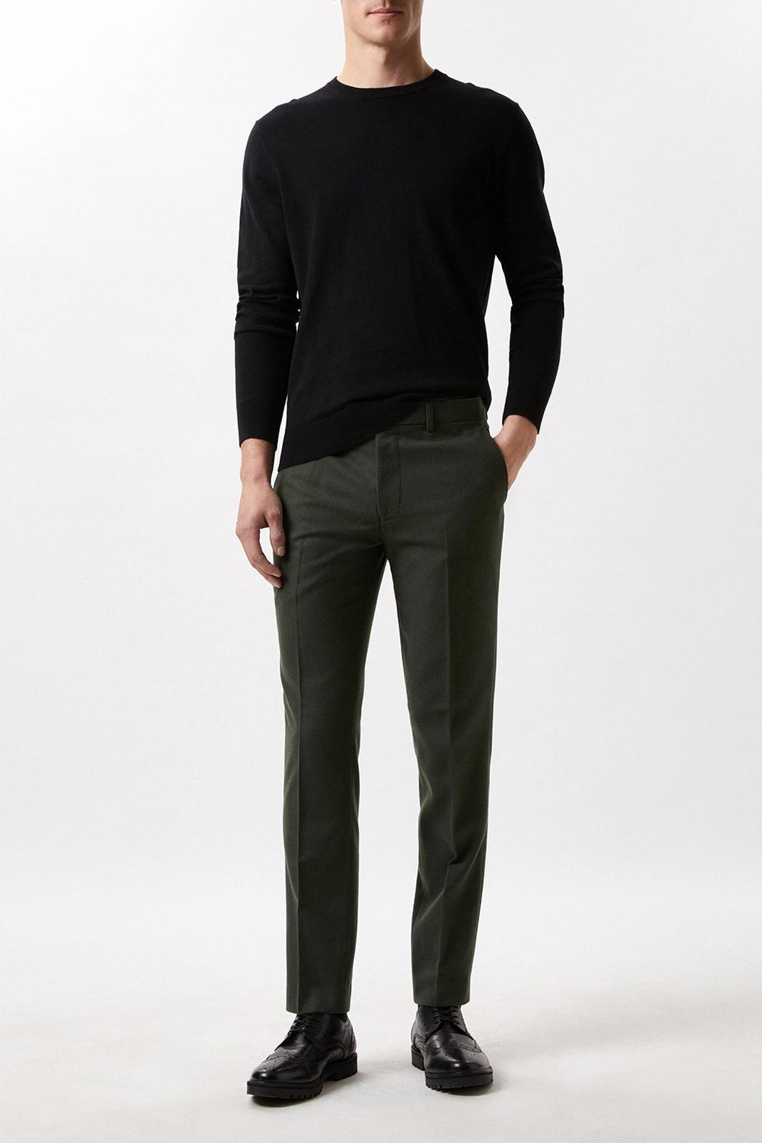 Slim Fit Green Tweed Suit Trousers image number 1