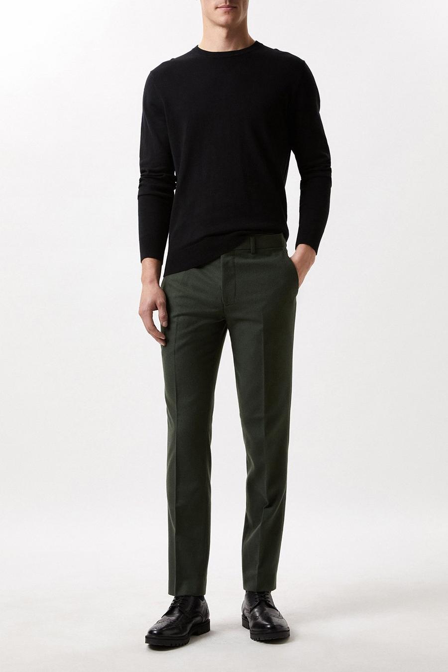 Slim Fit Green Tweed Suit Trousers