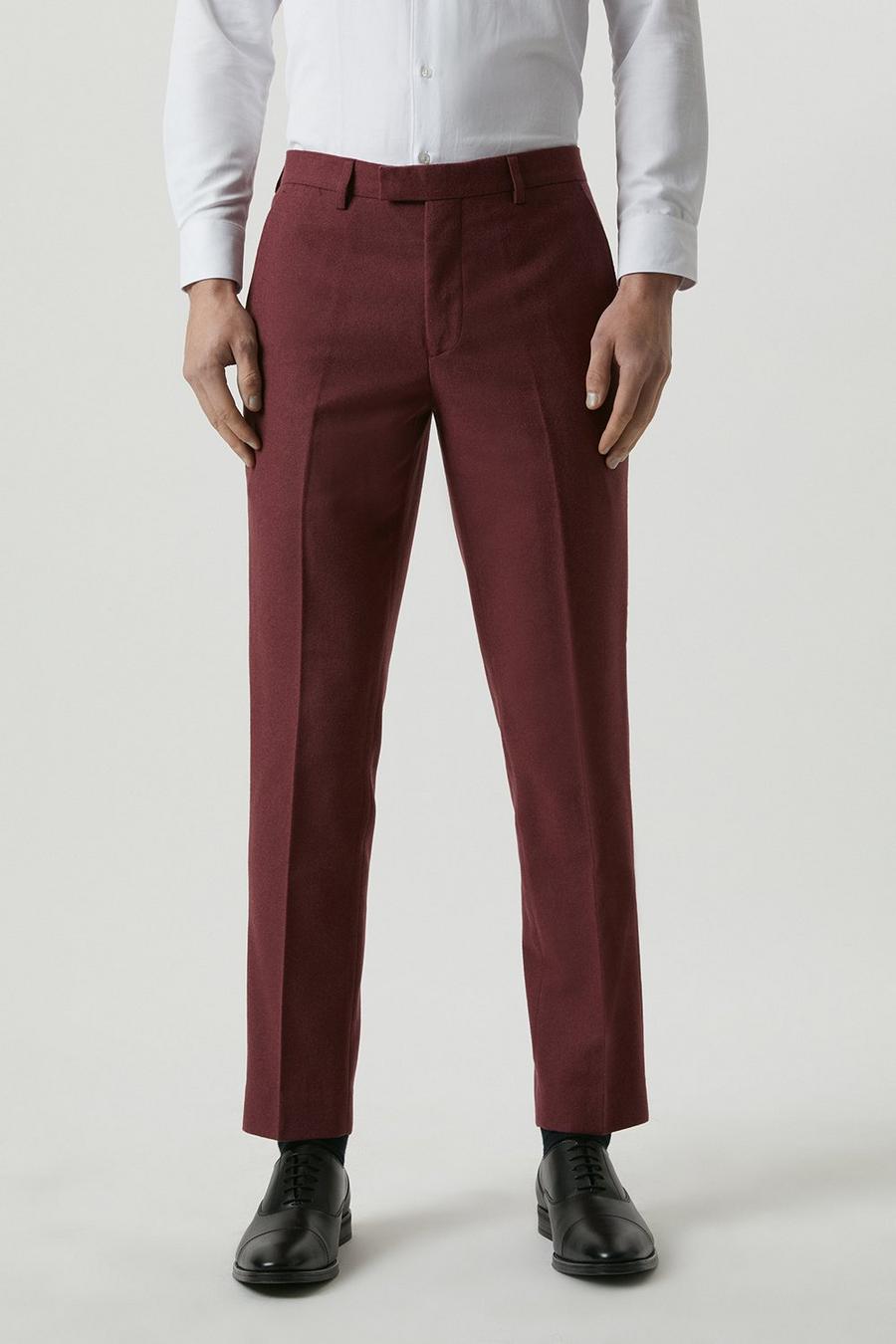 Slim Fit Burgundy Tweed Suit Trousers