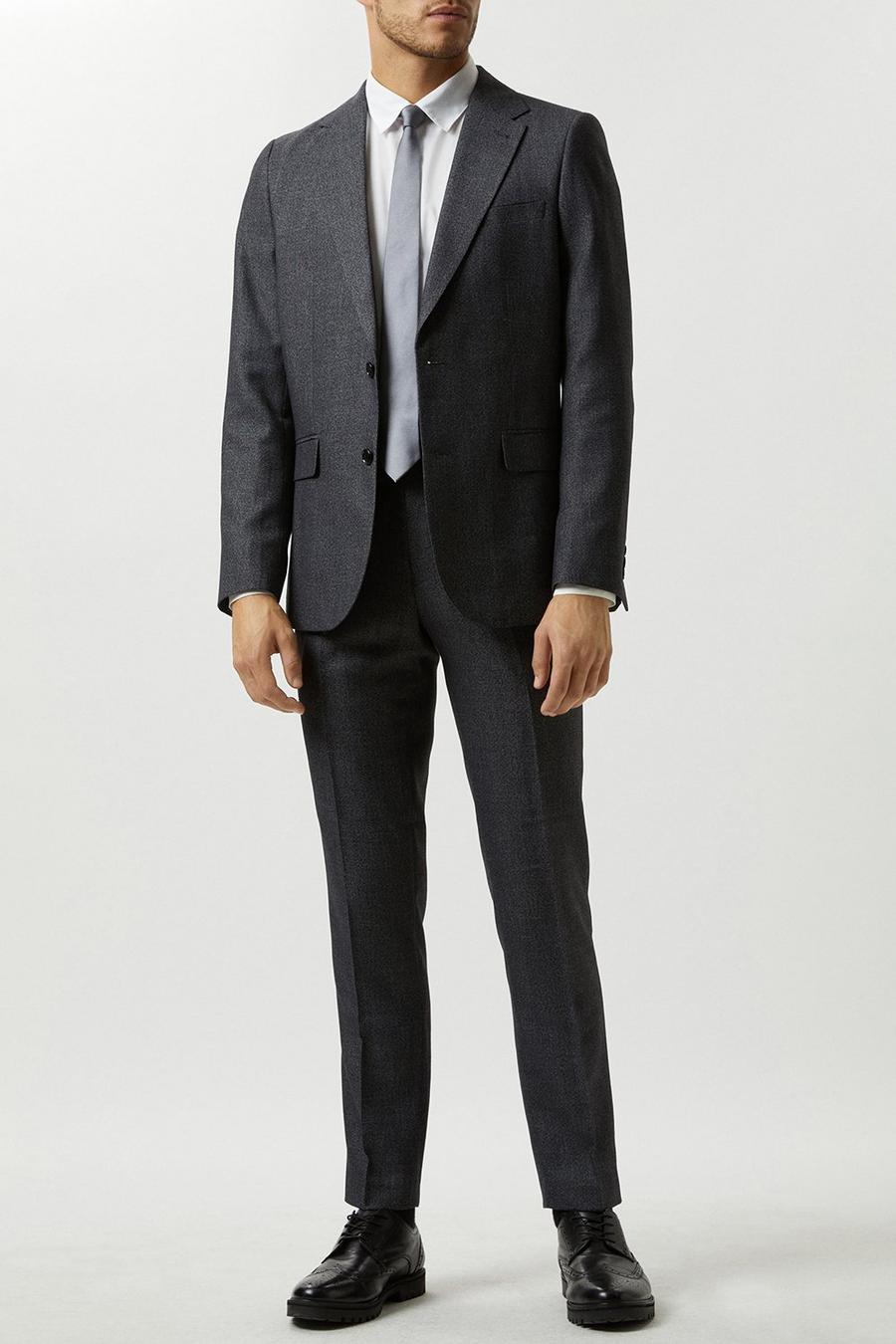 Slim Fit Grey Semi Plain Suit Jacket