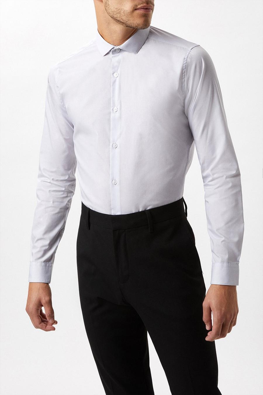 Grey Skinny Fit Long Sleeve Essential Shirt