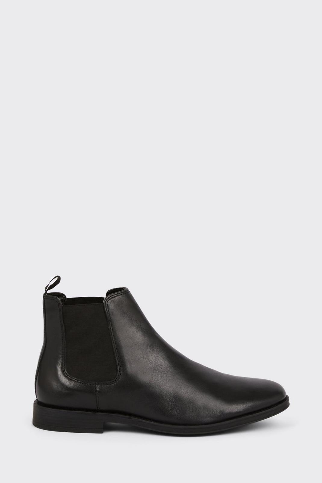 Leather Smart Black Chelsea Boots image number 1
