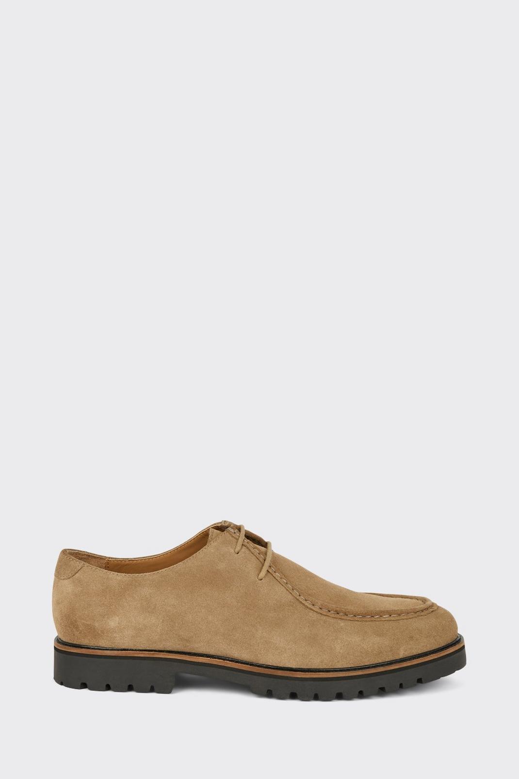 Suede Beige Casual Apron Front Derby Shoes image number 1
