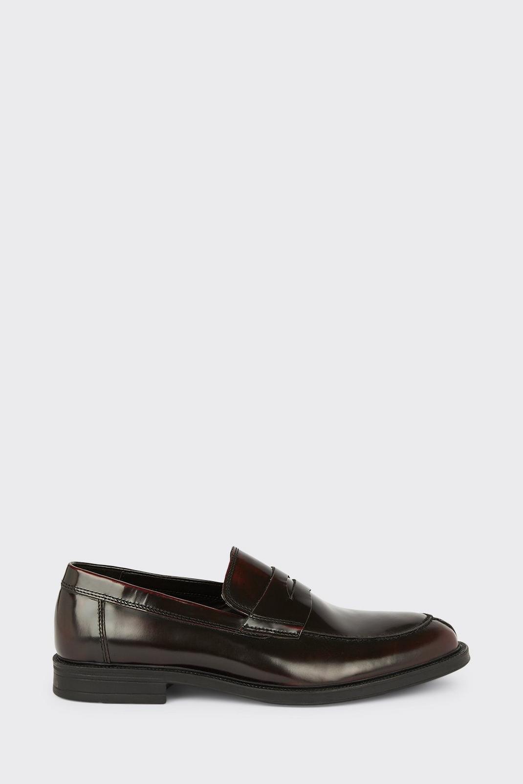 Burgundy Smart Leather Slip On Loafers image number 1