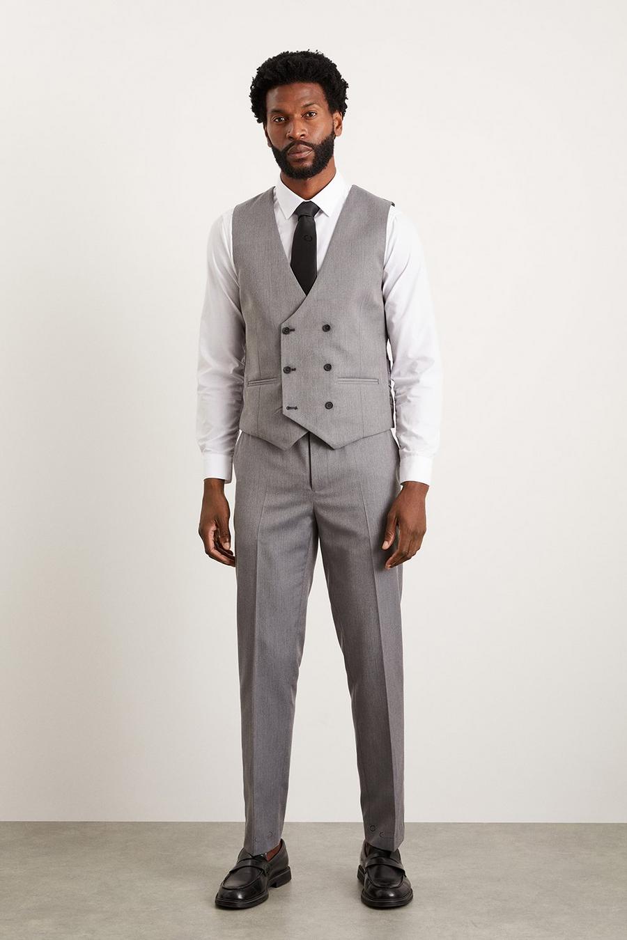 Slim Fit Grey Mini Herringbone Waistcoat