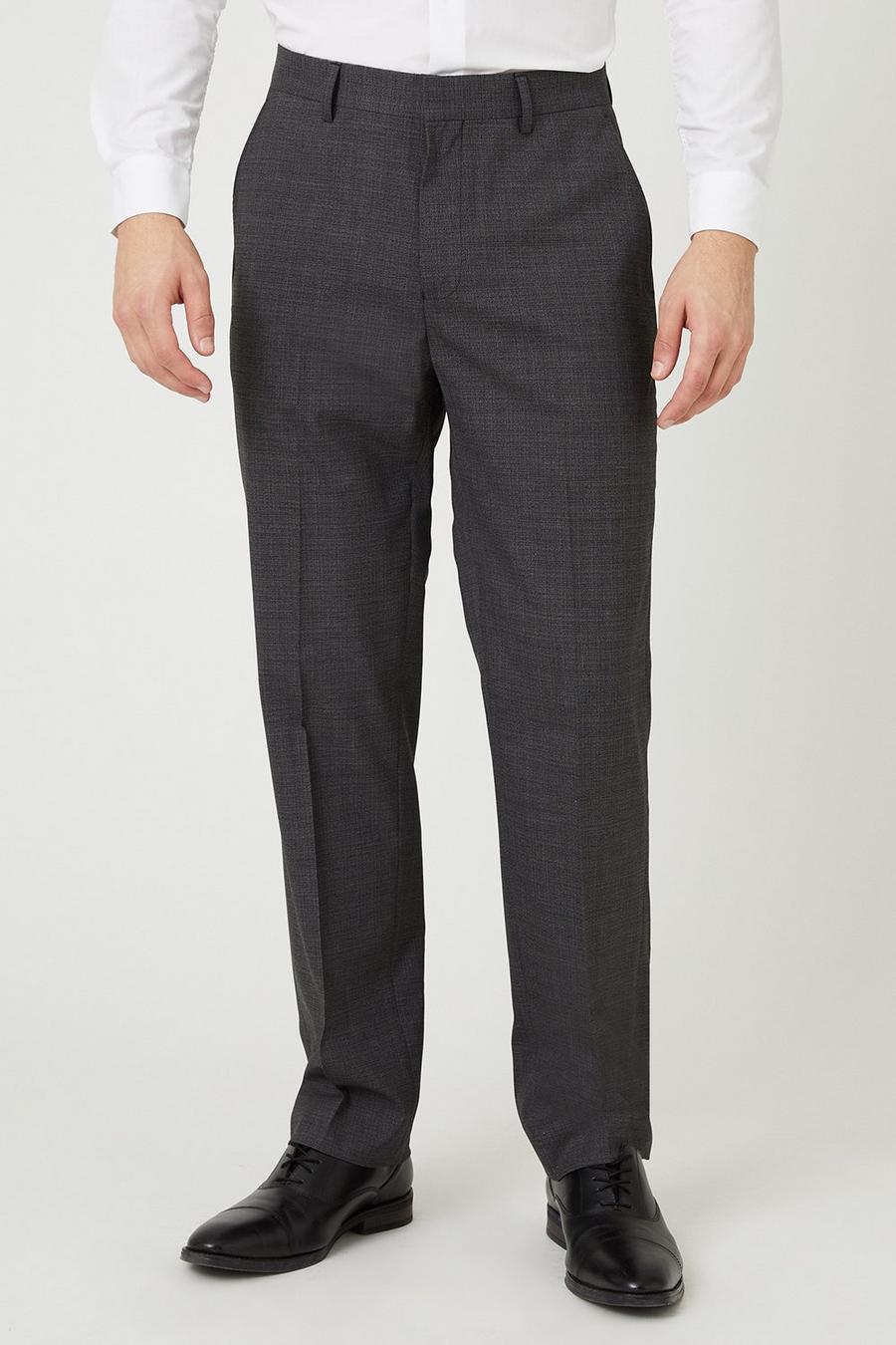 Tailored Fit Charcoal Semi Plain Suit Trouser