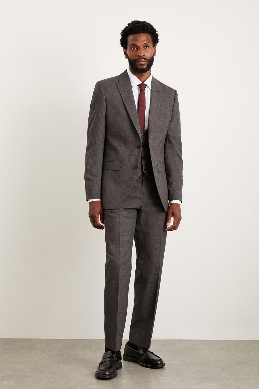 Tailored Fit Charcoal Semi Plain Two-Piece Suit
