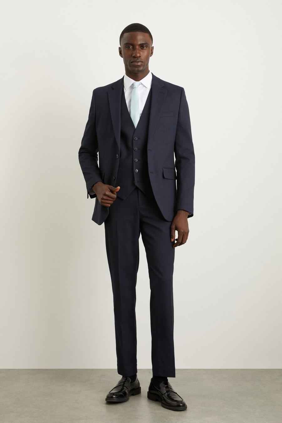 Slim Fit Navy Fine Stripe Three-Piece Suit