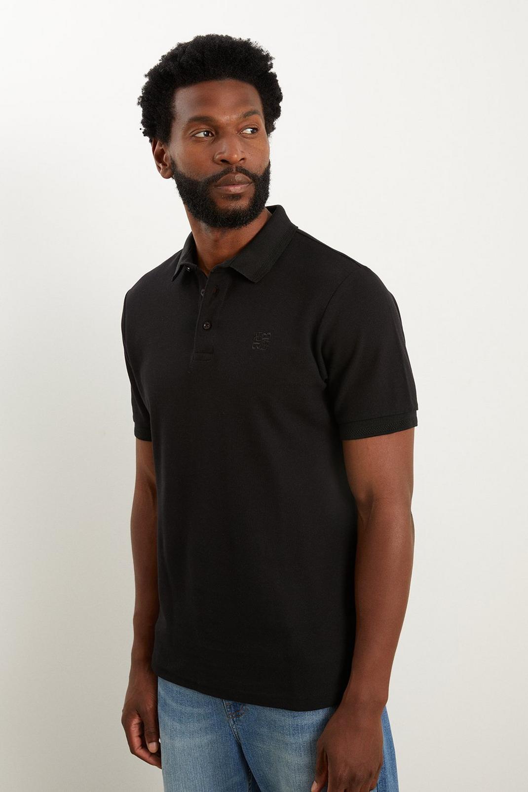 Black Pique Polo Shirt image number 1