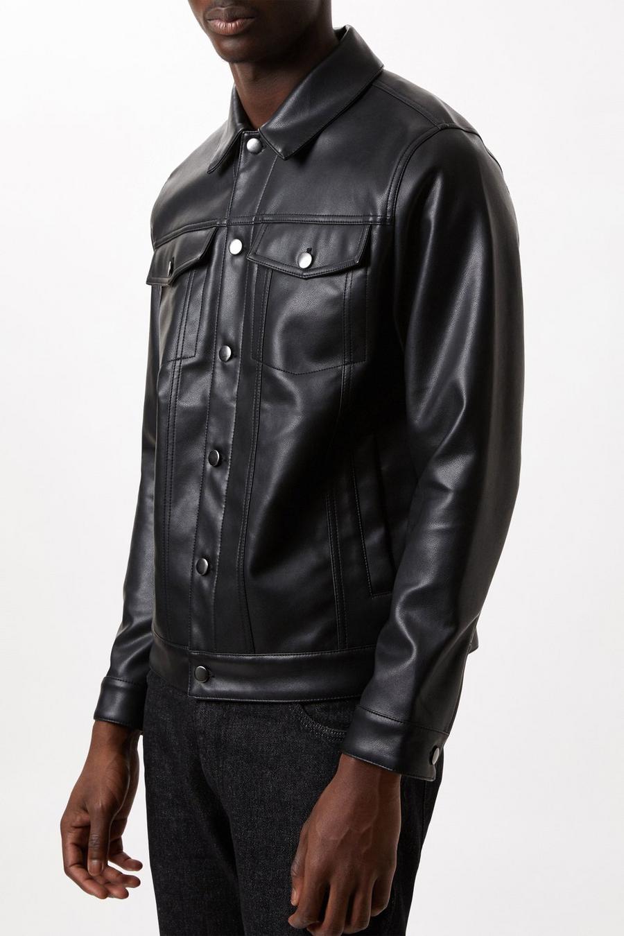 Leather Look Trucker Jacket