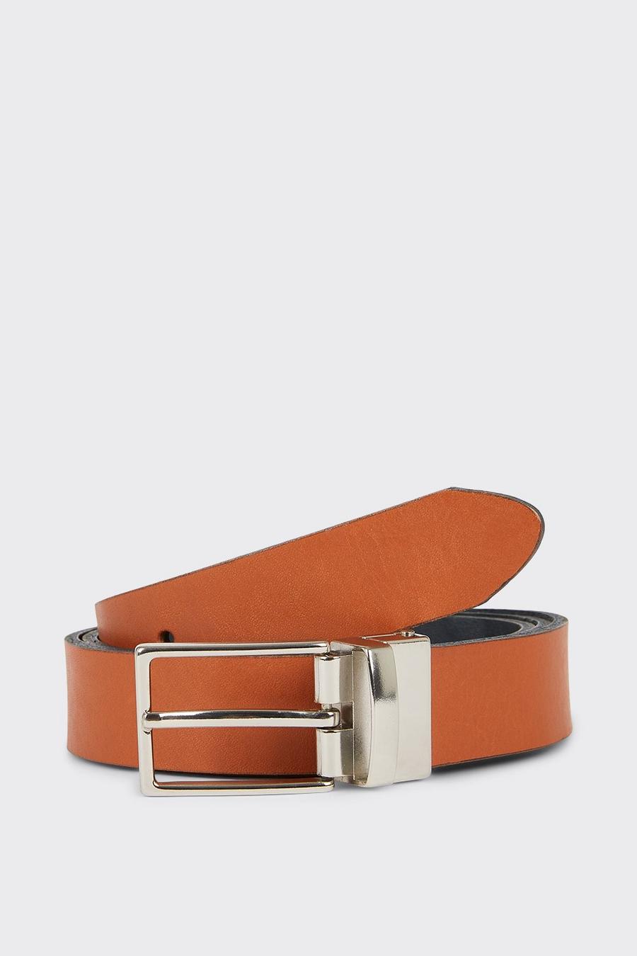 Tan Leather Reversible Belt