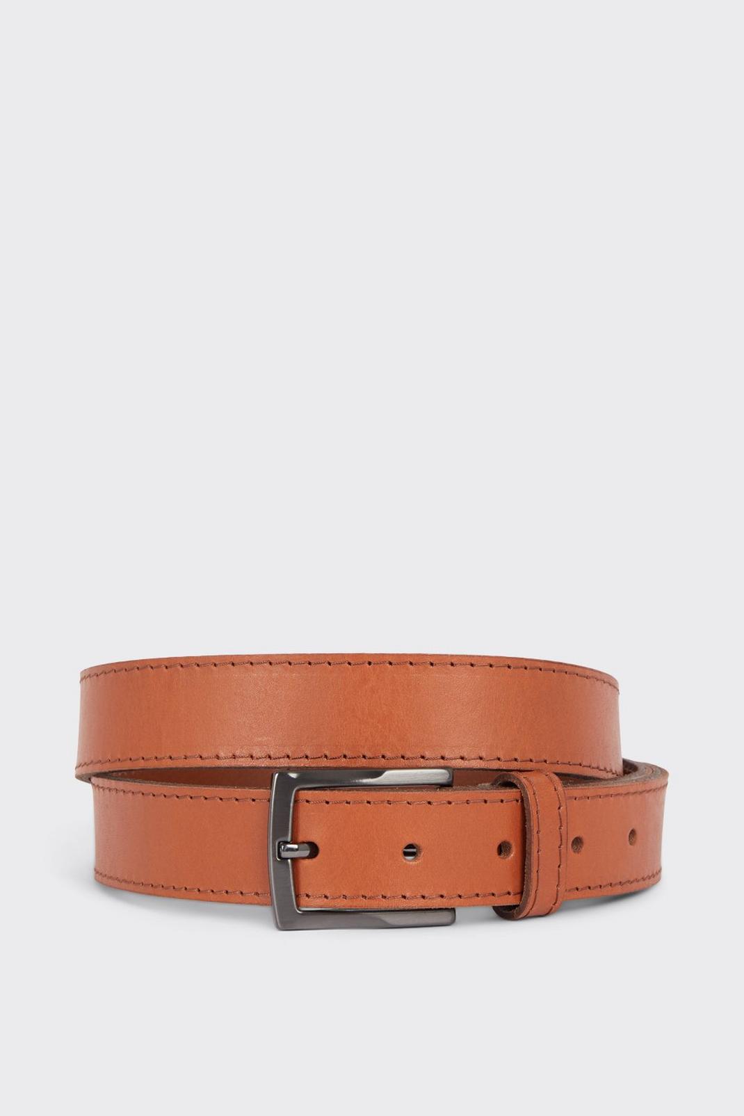 Tan Leather Feathered Edge Belt image number 1