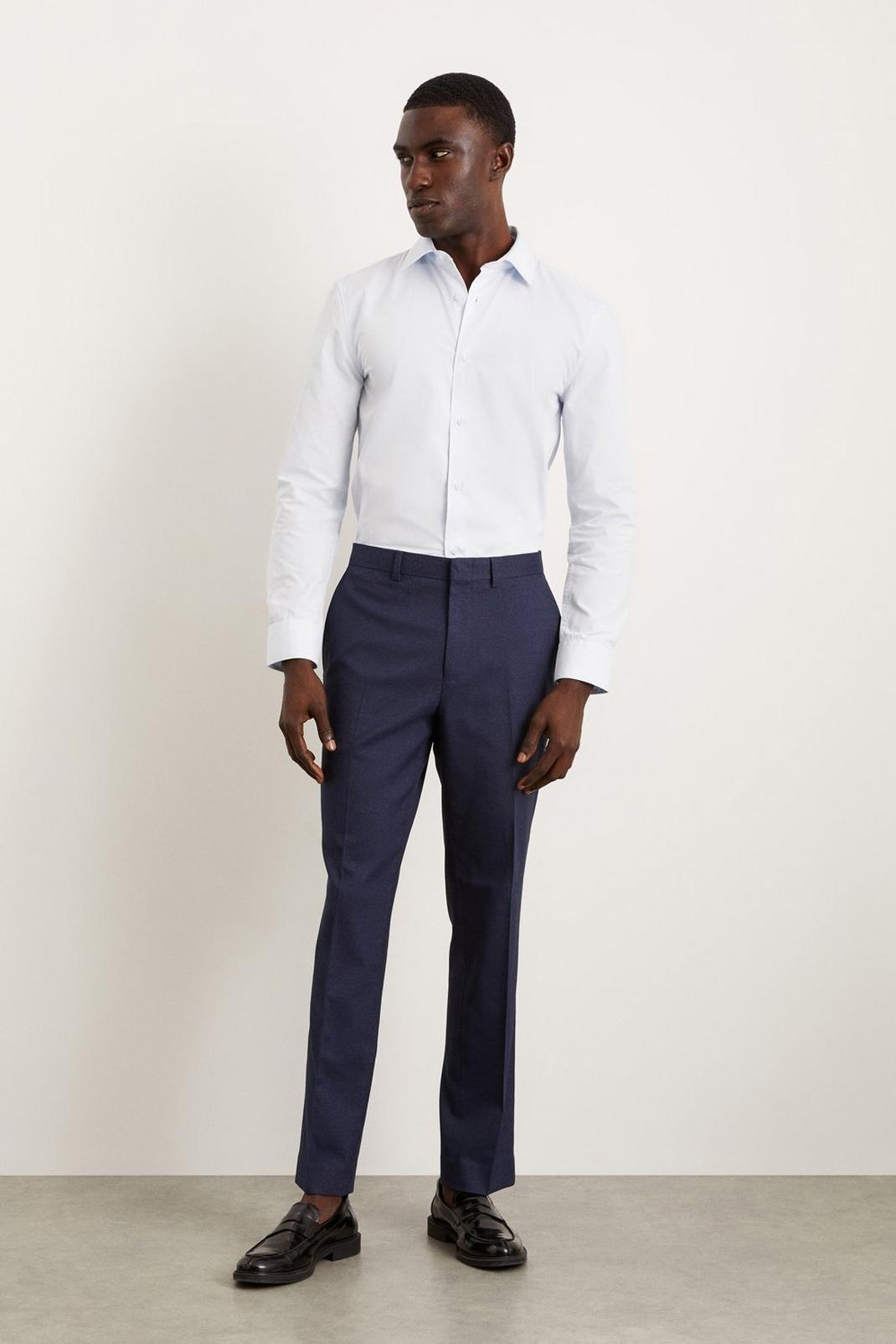 Slim Fit Navy Drawstring Trousers image number 1