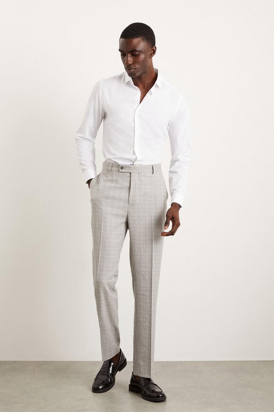 Regular Fit Grey Check Smart Trousers