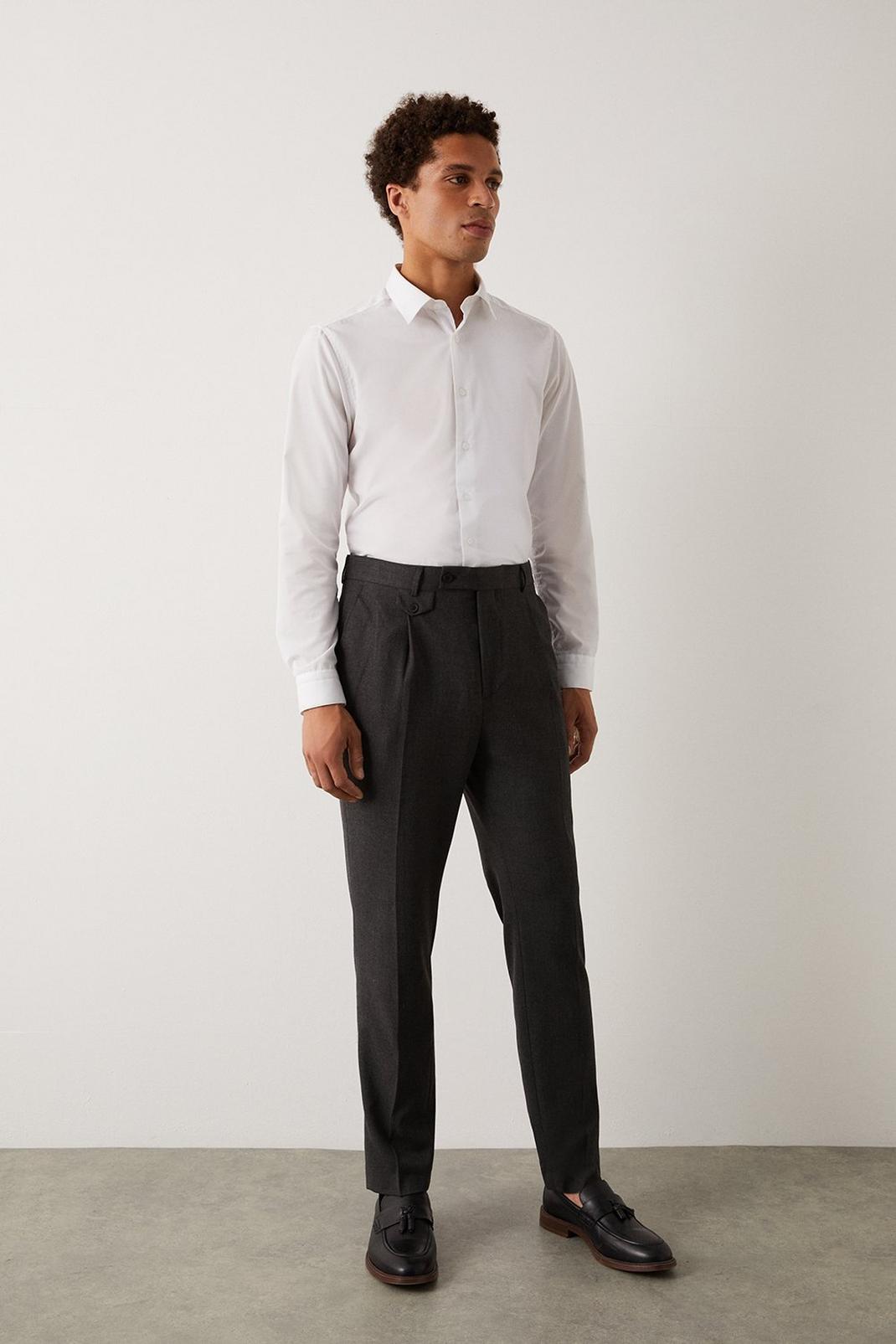Slim Fit Charcoal Pocket Detail Smart Trousers image number 1