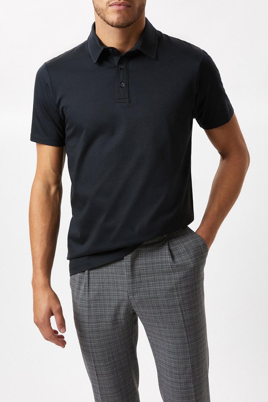 Black Premium Mercerised Cotton Polo Shirt