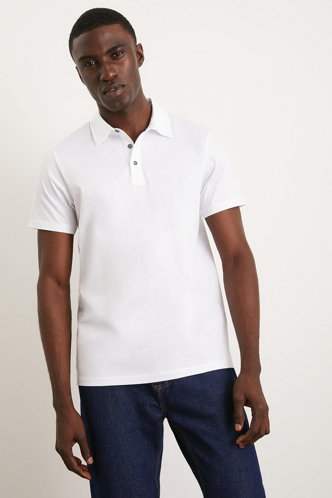 White Premium Mercerised Cotton Polo Shirt image number 1