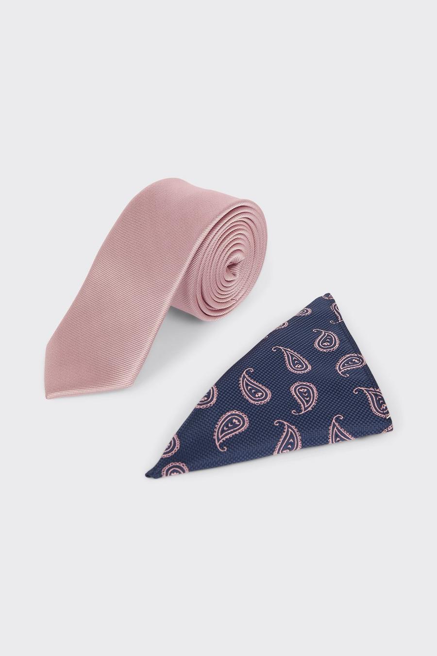 Pink Texture And Paisley Pocket Square Set