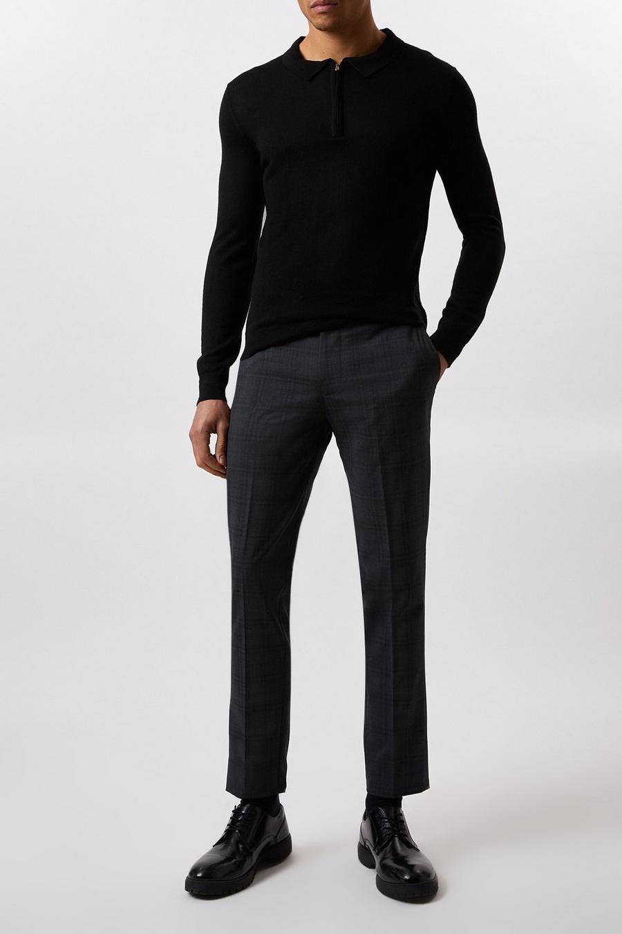 Slim Fit Charcoal Check Smart Trousers