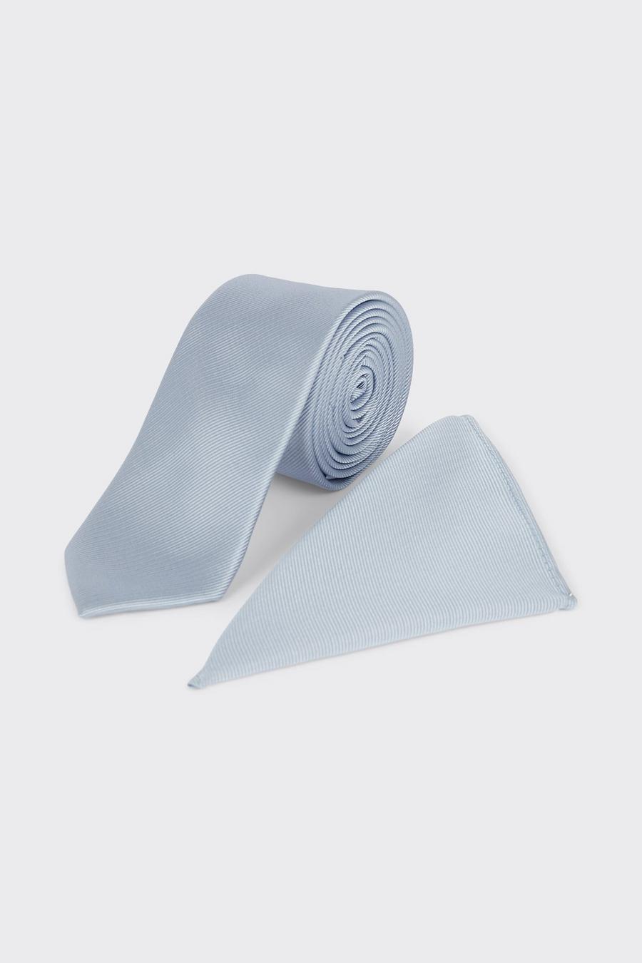 Dusty Blue Tie And Pocket Square Set