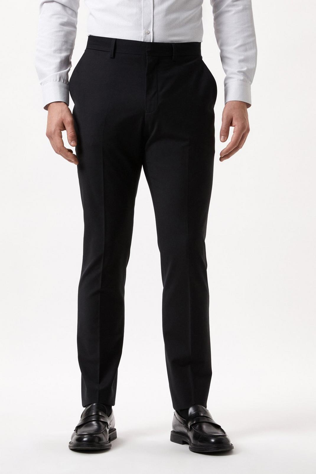 Slim Fit Black Performance Suit Trousers image number 1