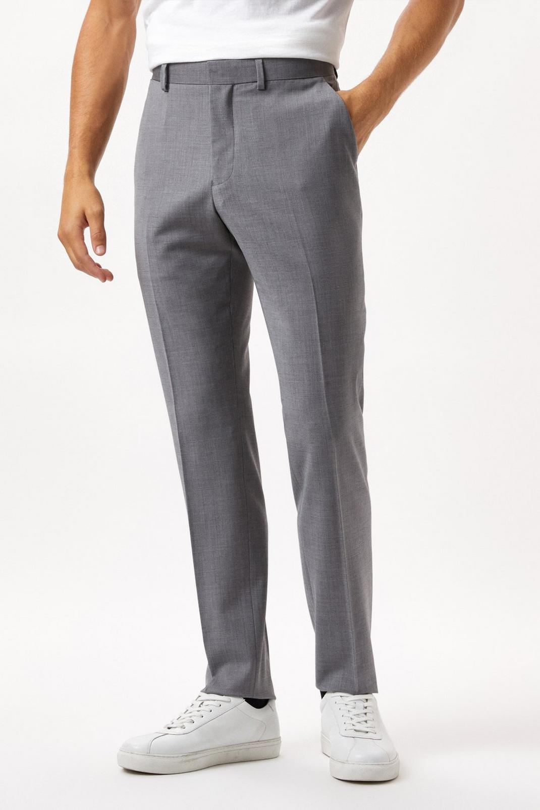 Slim Fit Grey Performance Suit Trousers image number 1
