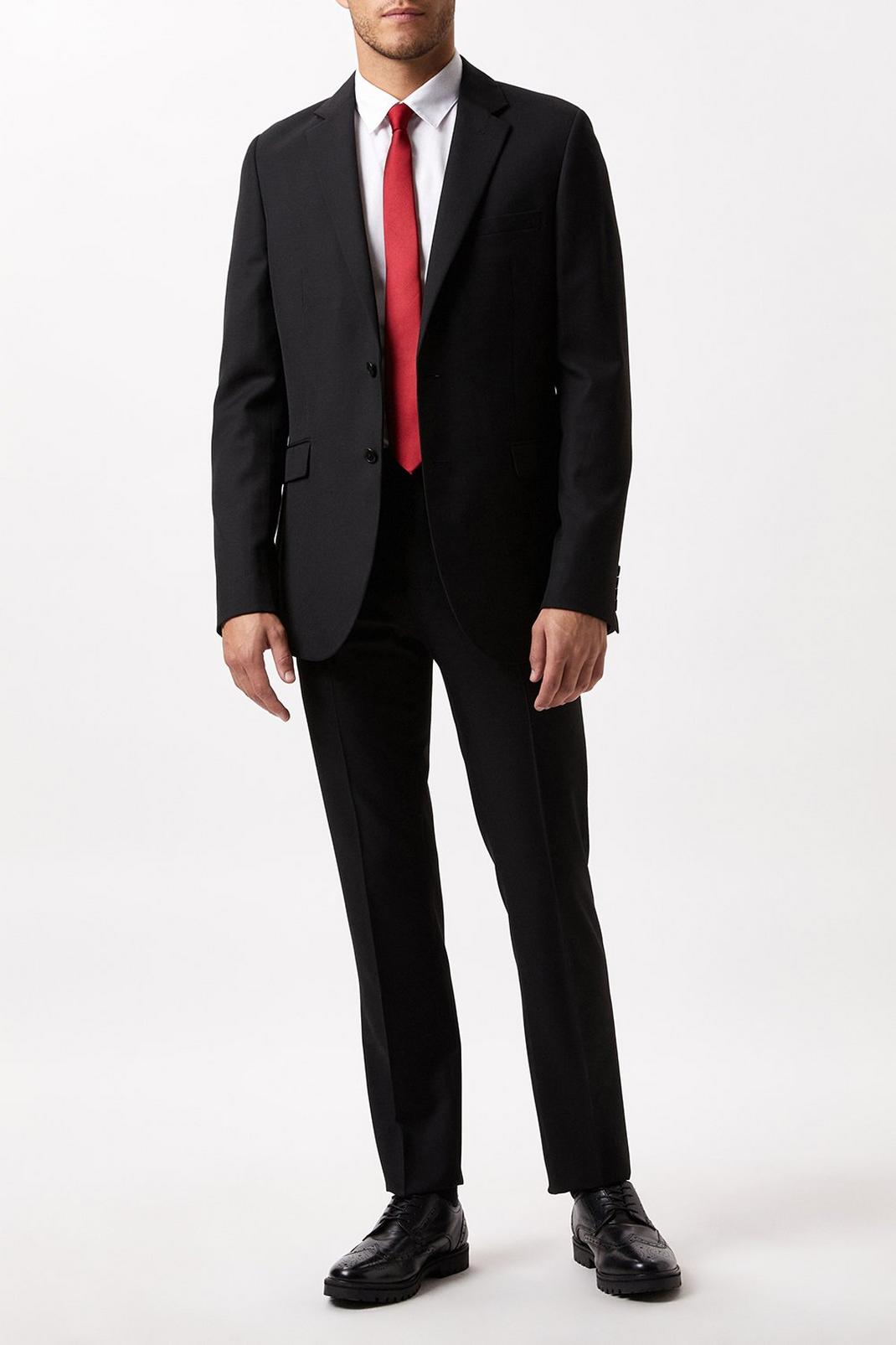Slim Fit Black Twill Suit Jacket image number 1