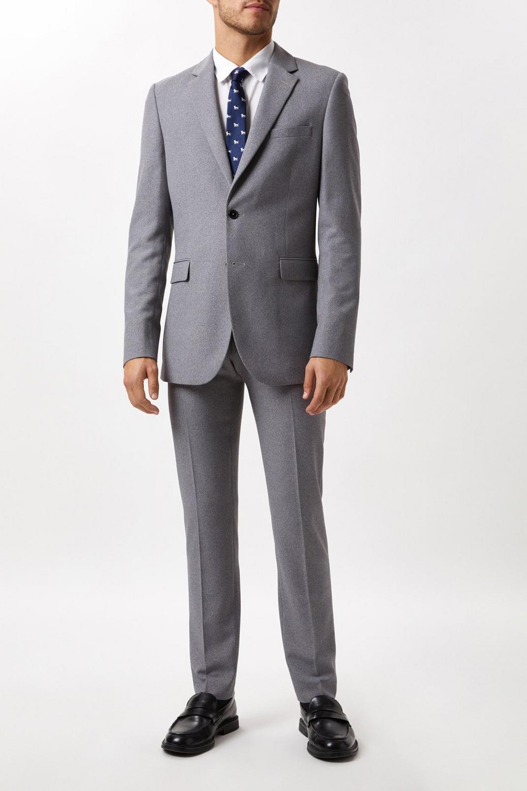 Slim Fit Grey Textured Suit Jacket image number 1