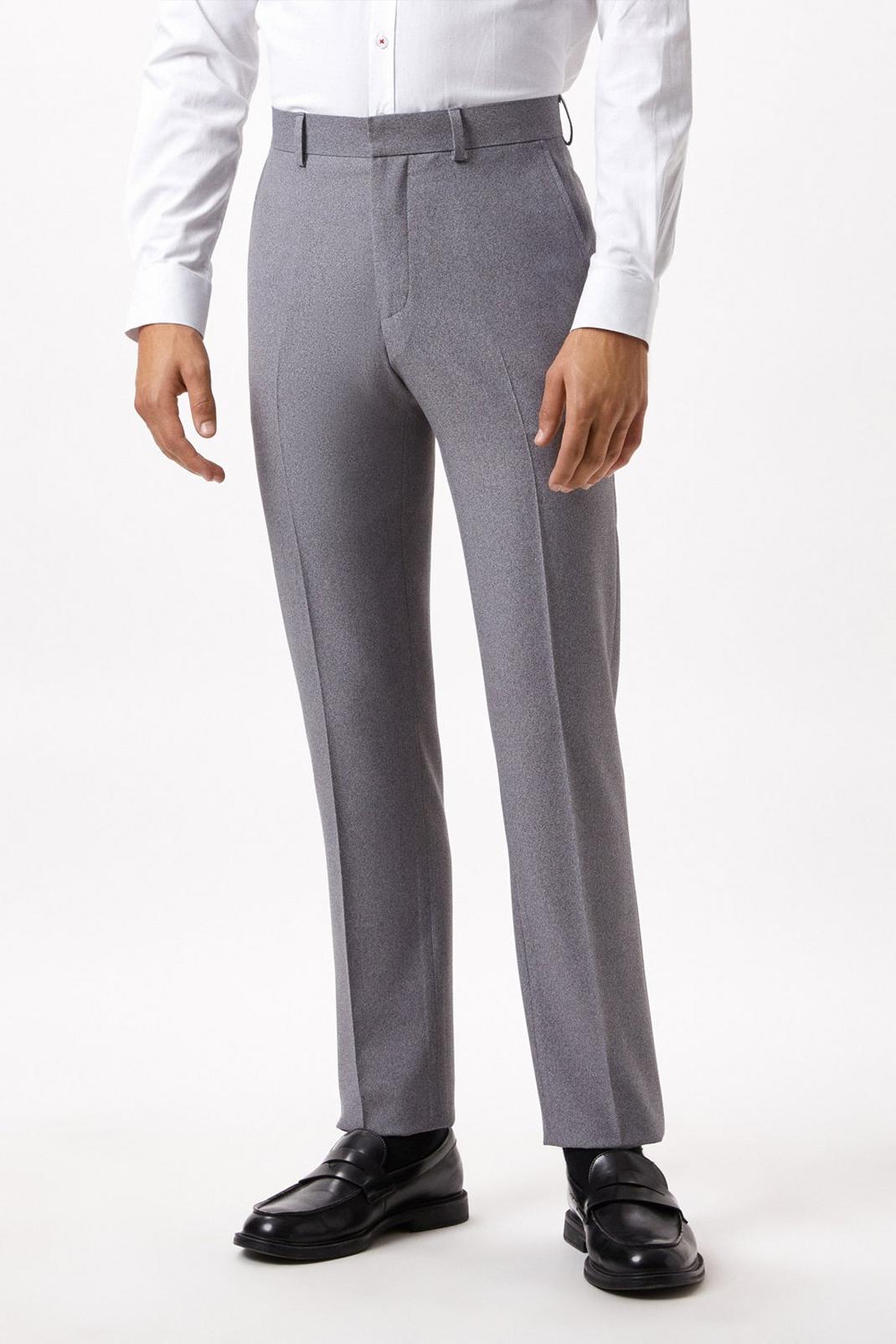 Slim Fit Grey Textured Suit Trousers image number 1