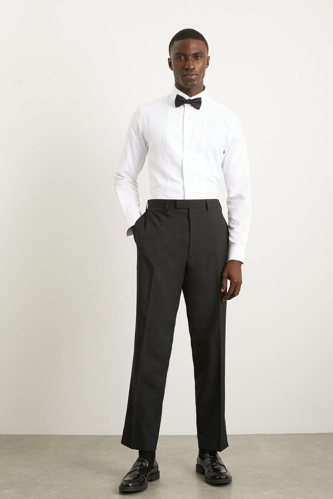 Slim Fit Black Wool Blend Tuxedo Trousers image number 1