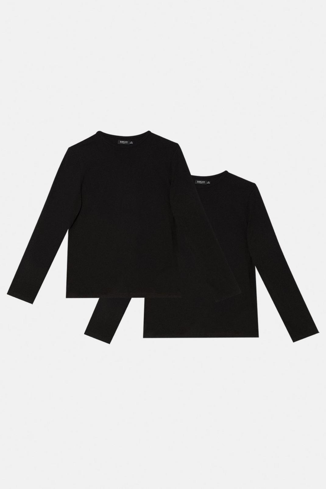 2 Pack Black Long Sleeve Crew Neck T-shirts image number 1