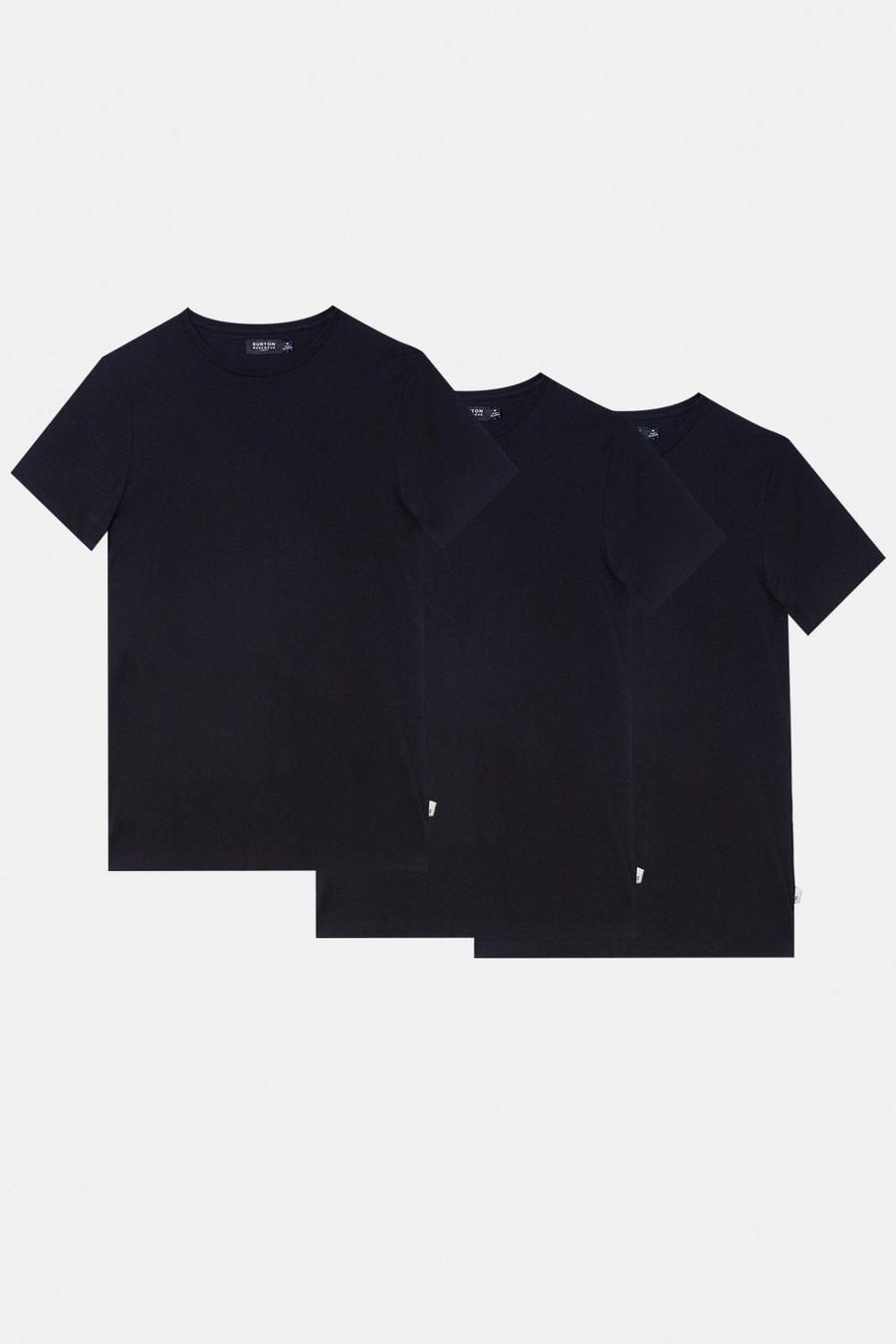 3 Pack Navy Muscle Fit Crew Neck T-shirts