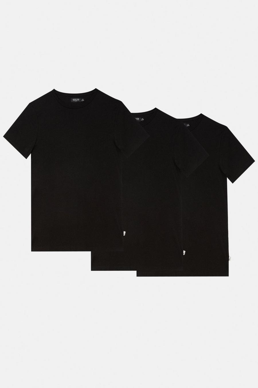 3 Pack Black Muscle Fit Crew Neck T-shirts