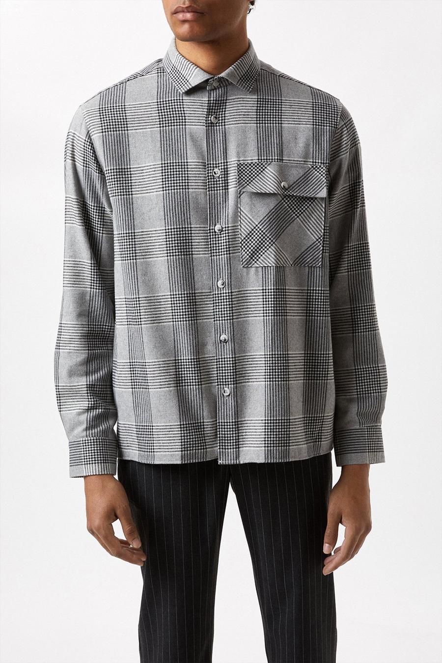 Grey Checked Large Pocket Shirt