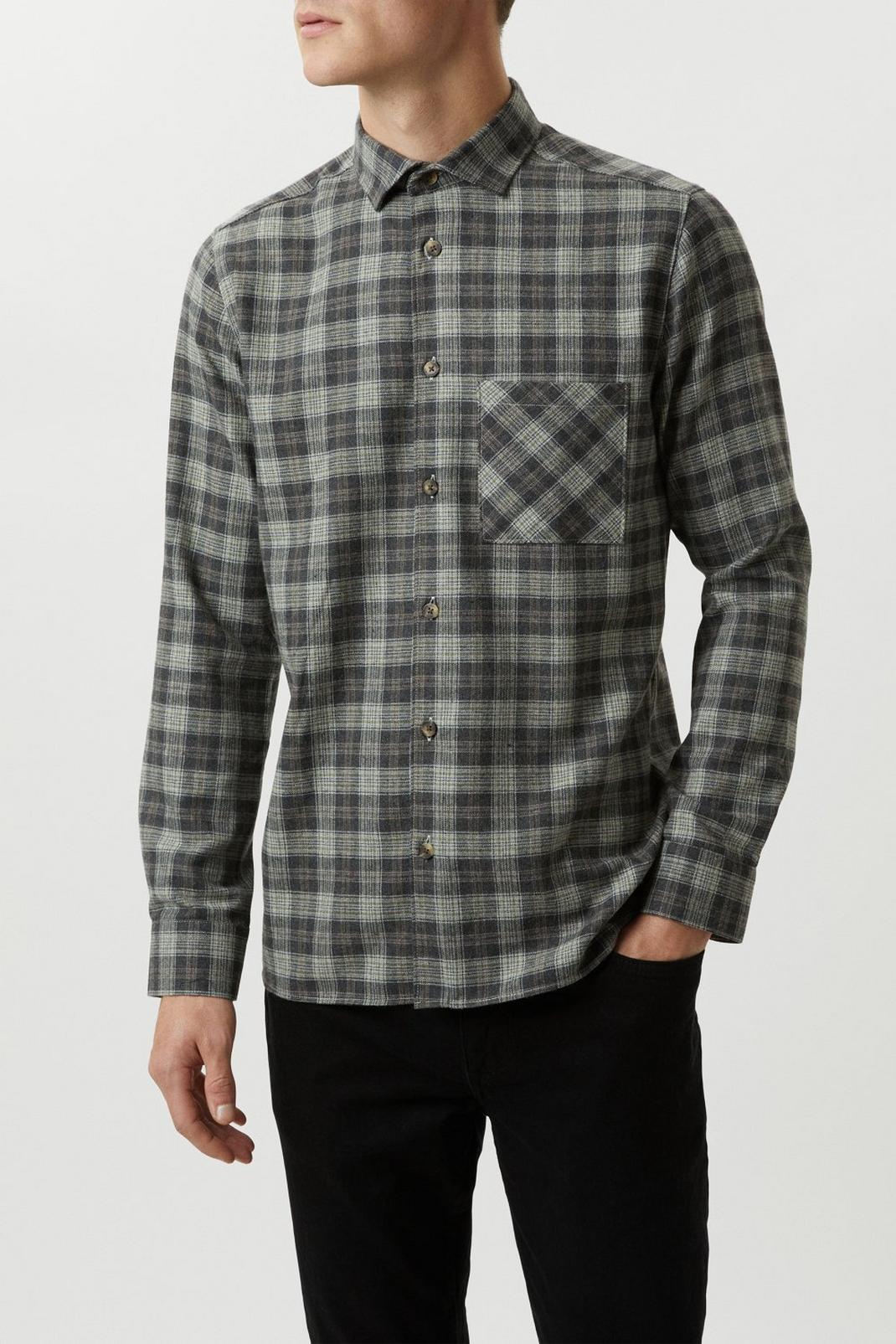 Stone Checked Chest Pocket Shirt image number 1