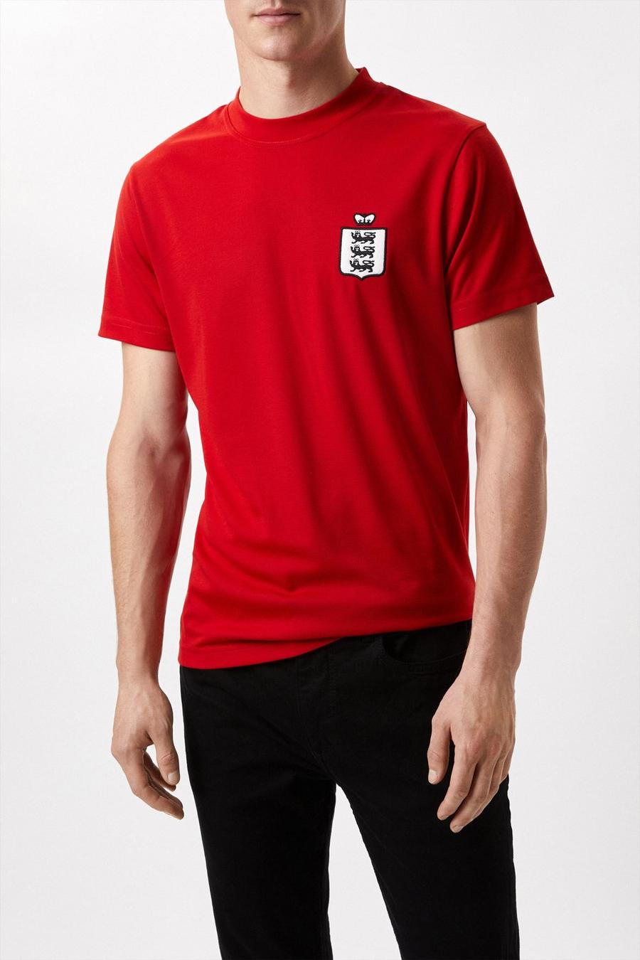 Red England Short Sleeve Retro Football Shirt