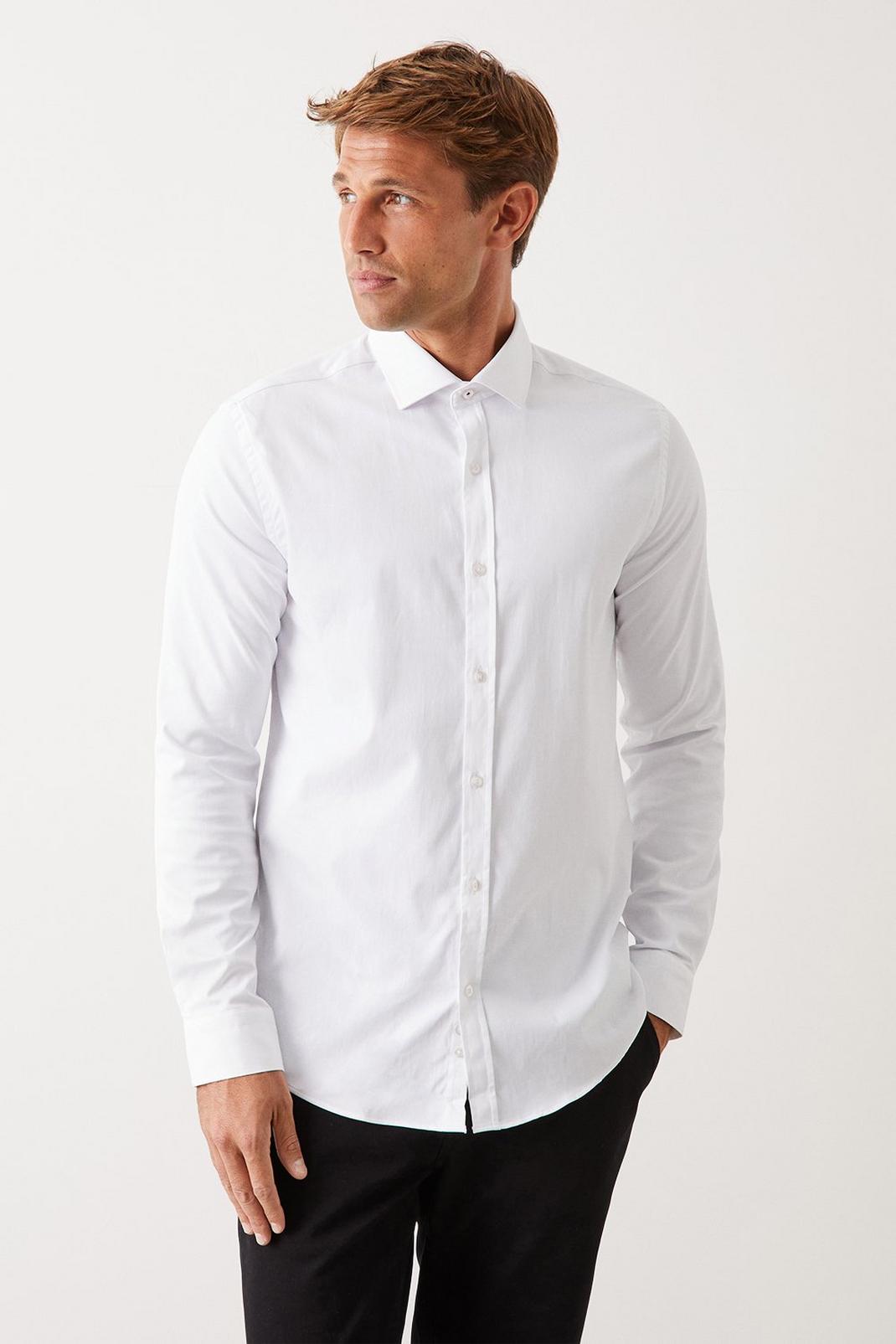 Slim Fit White Performance Formal Shirt image number 1