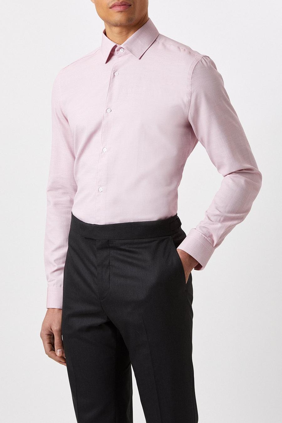 Slim Pink Two Tone Textured Smart Shirt