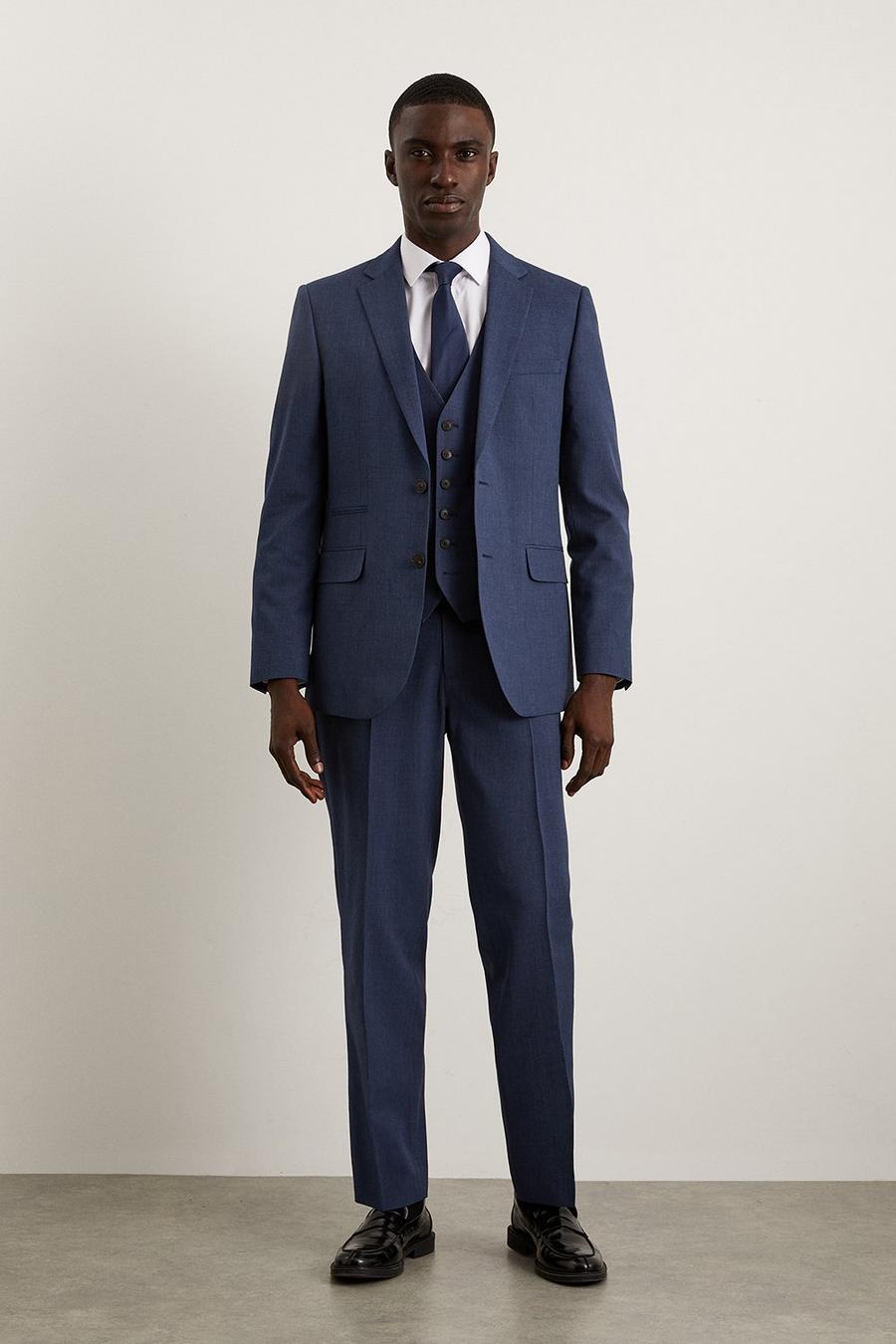 Tailored Fit Navy End On End Suit Trousers