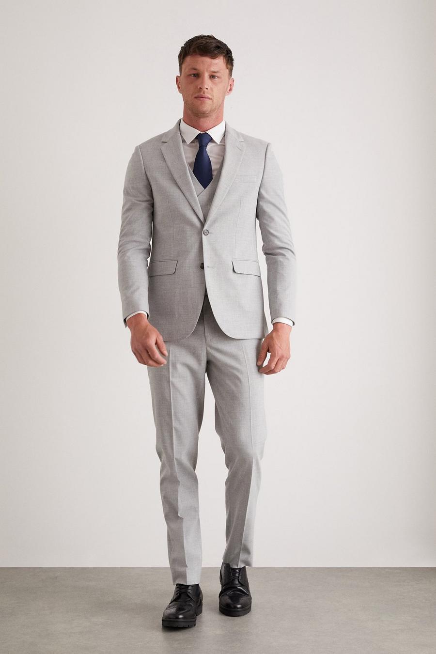 Slim Fit Grey Marl Three-Piece Suit