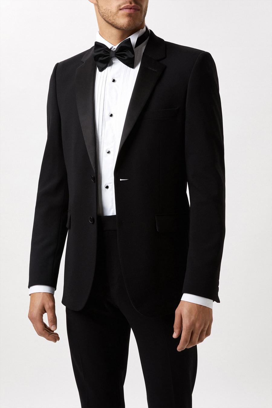 Skinny Fit Black Tuxedo Suit Jacket