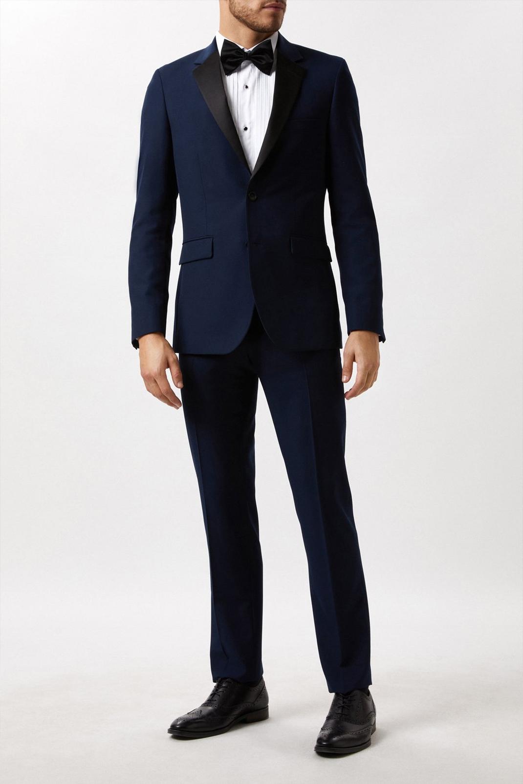 Slim Fit Navy Tuxedo Suit Jacket image number 1